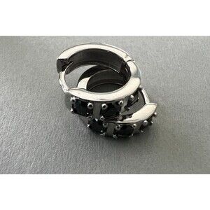 Certified Black 3mm Genuine Moissanite Huggie Hoop Earrings Sterling Silver New